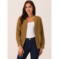 thumbnail image 3 of DARING DIVA Women's Open Front Knitted Casual Cardigan with Pockets M Brown, 3 of 5