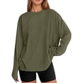 thumbnail image 2 of Long Sleeve Shirts for Women 2026 Spring Basic Shirt Crewneck Plain Oversized Blouse Womens Tops, 2 of 7