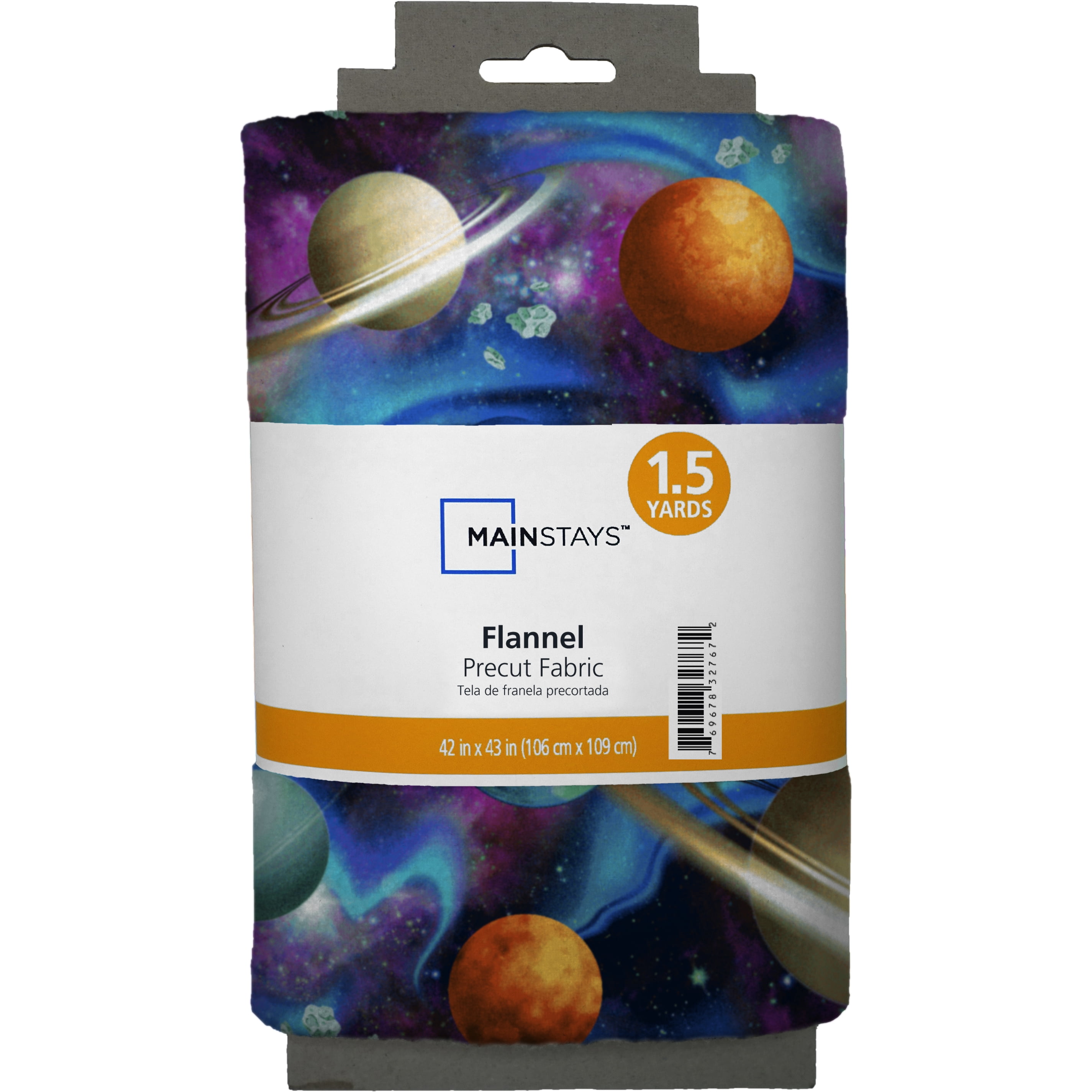 Mainstays 1.5 Yards 100% Cotton Light-weight Flannel Aurora Space, Multi-color, 42" Wide for Crafts