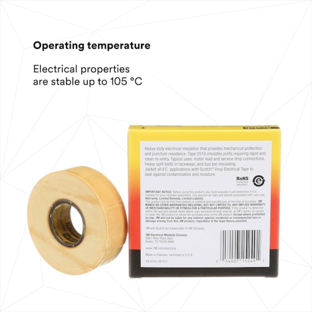 Scotch Varnished Cambric Tape 2510, 3/4 in x 60 ft
