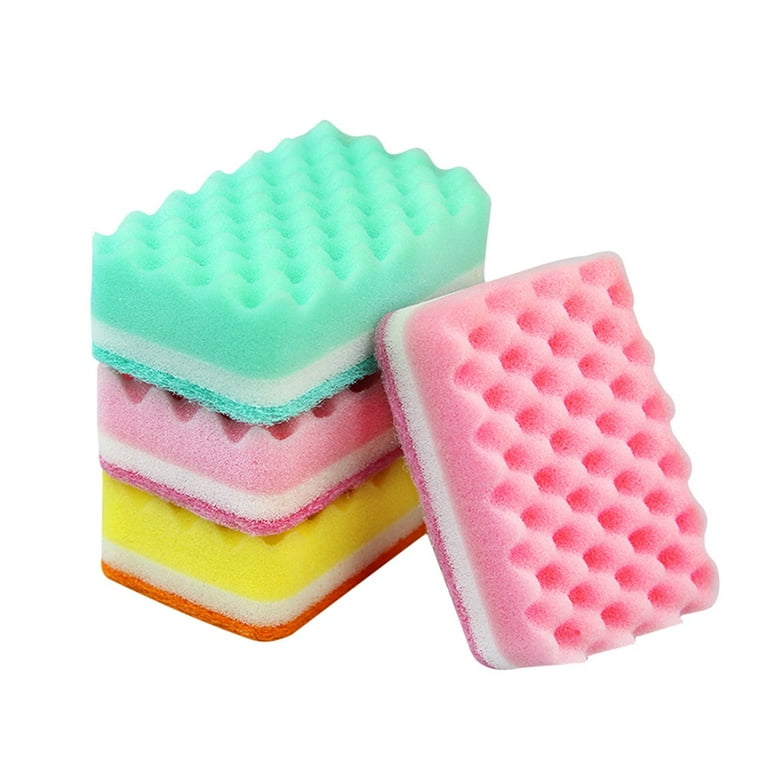 10pcs Household Dish Cleaning Sponges Colored Sponge Scouring Pad