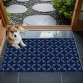 thumbnail image 4 of 2x3 Door Mat Rug, Navy Blue Non-Skid Rubber Backing Large Rectangle Rugs - Living Room Bedroom Home Office, Geometric Leaf Diamond Plaid Abstract Check Indoor Floor Mat Carpets Washable Rug, 4 of 9