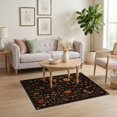 thumbnail image 3 of ODIKA 4'x6' Washable Area Rug Pet Friendly, Non-Shedding Black Gold Floral Night Garden Design Elegant Botanical with Celestial Accents for Bedroom, Reading Nook, 3 of 7