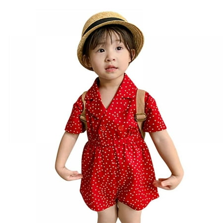 

Hazel Tech Children s Lapel Jumpsuit Summer Girl Sweet Polka Dot Jumpsuit Children s Pants