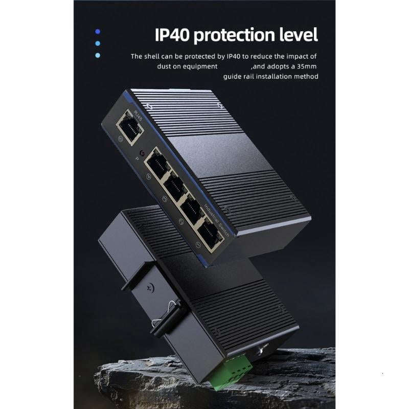 CEORPER Industrial 5 Port Gigabit Networking Switcher Metal Case DIN Rail Mount Perfect