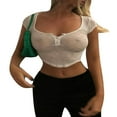 thumbnail image 1 of Hauts Courts Transparents d'Été pour Femmes Col en V Manches Courtes Chandail Court, 1 of 6