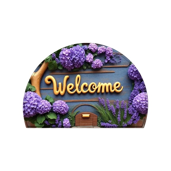 Welcome Mat Semicircle Absorbent Non-Slip Doormat, Skid Resistant Entrance Rug for Indoor Outdoor, Half Round Mat for Home Office Entryway Porch Laundry Kitchen Bathroom