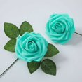 thumbnail image 2 of Flores artificiales de rosas de espuma, rosas falsas, ramo falso para fiestas de bricolaje, decoración de bodas en el hogar (25 piezas, azul turquesa), 2 of 4