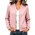thumbnail image 5 of Guluxicc Women's Bomber Jackets Full Zipper Ribbed Cuffs Hem Long Sleeve Casual Jackets for Everyday Fall Winter, 5 of 6