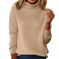 thumbnail image 3 of Womens Tops Sweaters Turtleneck Long Sleeve Pullover Casual Knitted Pullover Wool Warm Cozy Tops Fall Winter Clothes, 3 of 5