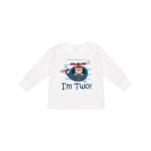 Inktastic 2nd Birthday Boys 2 Year Old Bear Boys Long Sleeve Toddler T-Shirt