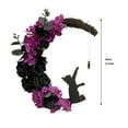 Black Wreath With Branches And Synthetic Flowers Beautiful Decorative