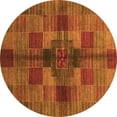 thumbnail image 1 of Ahgly Company Indoor Round Checkered Orange Modern Area Rugs, 3' Round, 1 of 4