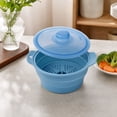 thumbnail image 3 of Microwave Cooking Pot with Lid and Steaming Tray, Collapsible Silicone Vegetable Steamer for Kitchen, Space Saving Foldable Food Steamer with Handles for Veggies, Dumplings, Seafood, Rice, Blue, 3 of 7