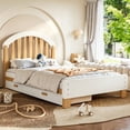 thumbnail image 3 of Bellemave Twin Size Wood Bed Frame with 2 Storage Drawers, Modern Platform Bed with Round Headboard and Sturdy Wooden Slats Support, No Box Spring Required（White & Natural), 3 of 8