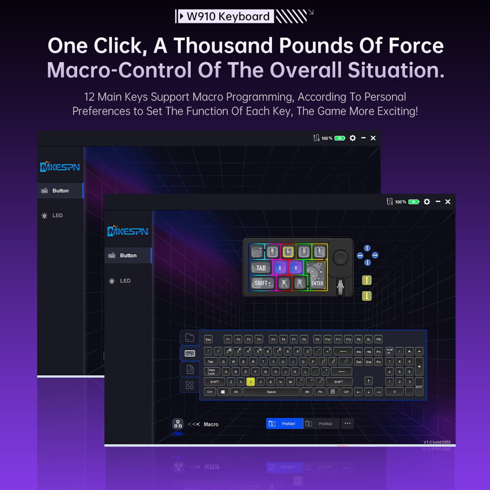 Programmable Wireless Gaming Keyboard Three Mode Connection 2.4Ghz Corded Color Lighting Detachable Keycaps