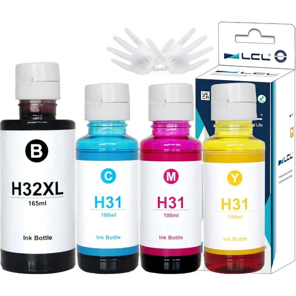 TRAHOO-Compatible for HP 32XL 32 XL 31 1VV24AN 1VU26AN 1VU27AN 1VU28AN(4-Pack,K 165ML, CMY 100ML) Ink Bottle for HP Smart Tank 455 457 502 514 517 532 551 555 559 570 571 617 651,DeskJet GT-5810 GT-5
