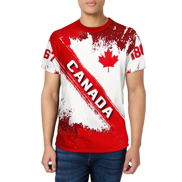 Mens Canada Pride T Shirt Canadian Flag Short Sleeve Tee Mens Canada Day 1st July Classic Fit Patriotic Canada Day Festival Top for Men