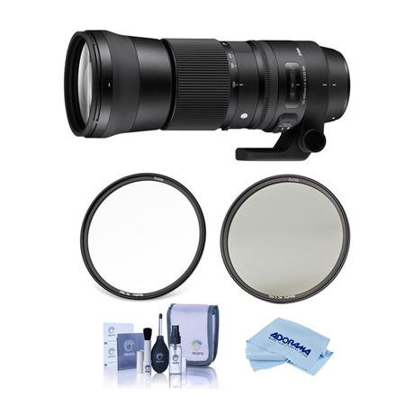 150-600mm f/5-6.3 DG OS HSM Contemporary Lens for Canon EF  Bundle with Haida 95mm CPL+Clear Filter Kit  Cleaning Kit  Cleaning Cloth