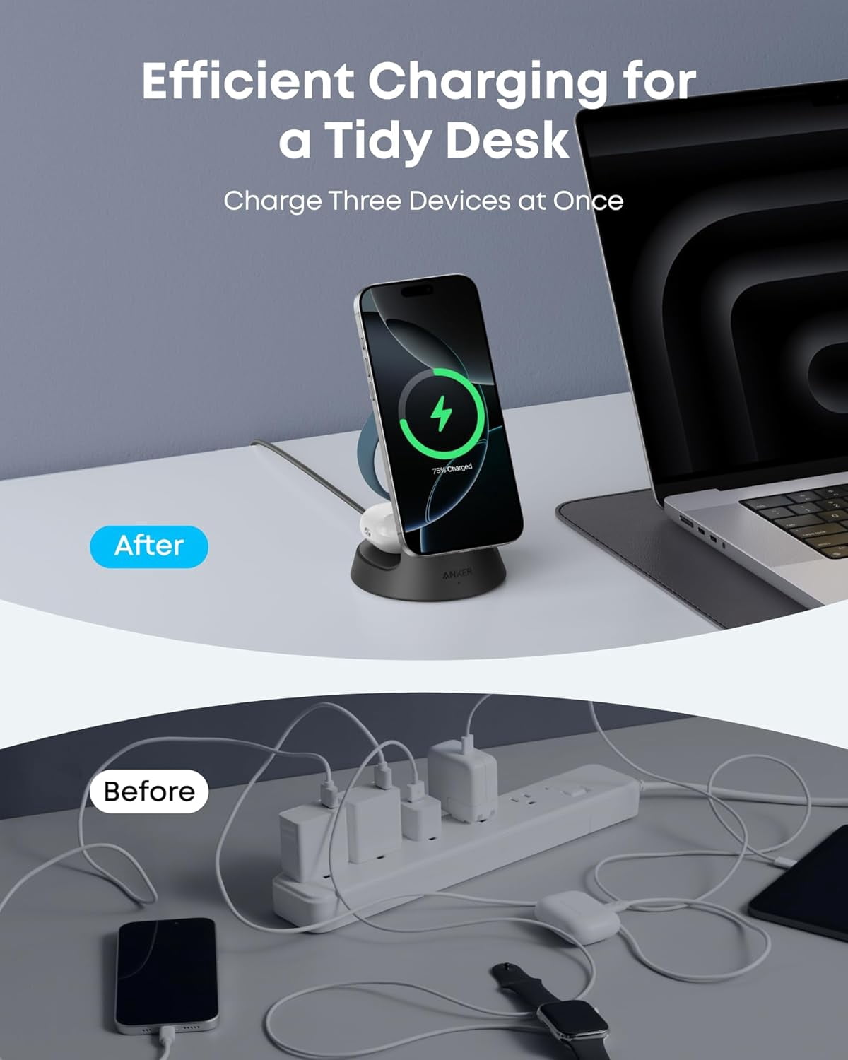 Anker MagSafe Charger Compatible, MagGo 3-in-1 Charging Station