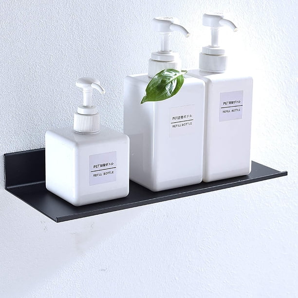 Estante de baño de aluminio negro, estante flotante que ahorra espacio, estante de almacenamiento, tocador, bandeja de pared de 30 cm
