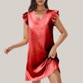 thumbnail image 1 of Ovzne Robes pour Femmes 2025 Robe Femmes Mode Couleur Unie Couleur Vive Jupe Courte Col en V Robe à Capuche Manches Printemps Robe Courte Liquidation, 1 of 6