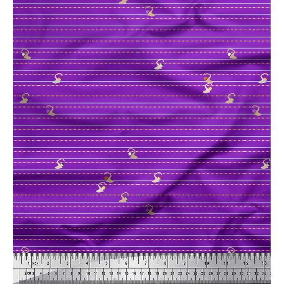 Soimoi Moss Georgette Fabric Swimming Pool Race Sports Printed Fabric 1 Yard 42 Inch Wide