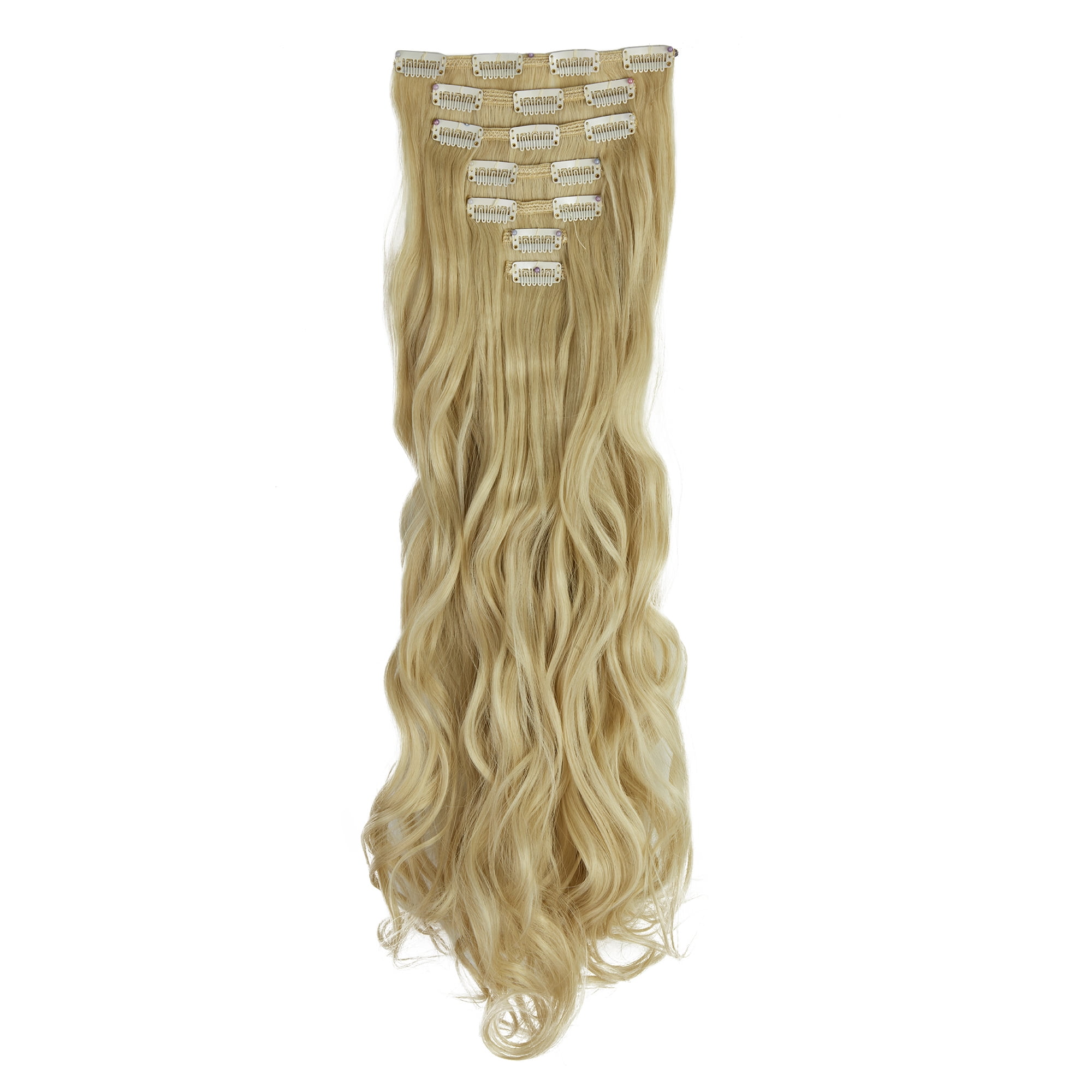FOCUSSEXY Clip In Hair Extensions 24" Synthetic Hair Long Curly