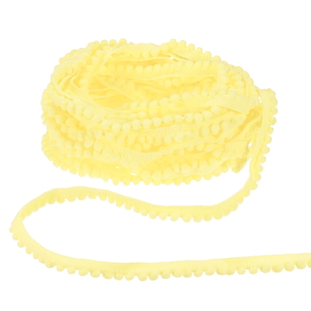 Uxcell 3-Pack Pom Pom Ball Fringe Trim, 10 Yards 5mm Mini Pom Pom Trim Ribbon para Decoración del Hogar/Manualidades de Bricolaje, Amarillo Claro