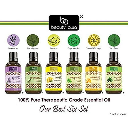 Aura Unscented Massage Oil - Beauty Aura Our Best Six 100% Pure Therapeutic Grade Essential Oils