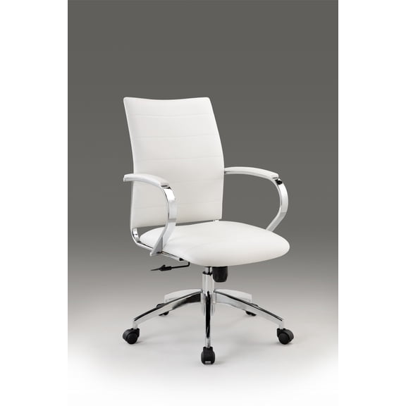 Office Chair with White Polyurethane and Chrome Base