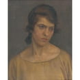 thumbnail image 2 of Ladislav Treskoň 12x14 Black Ornate Wood Framed Double Matted Museum Art Print Titled: Portrait of a Woman (1922), 2 of 5