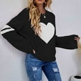 thumbnail image 4 of Hinvhai Plus Size Sweater Tops On Seasonal Clearance Women's Loose Pullover Love Long Sleeve Sweater Black 6(M), 4 of 6