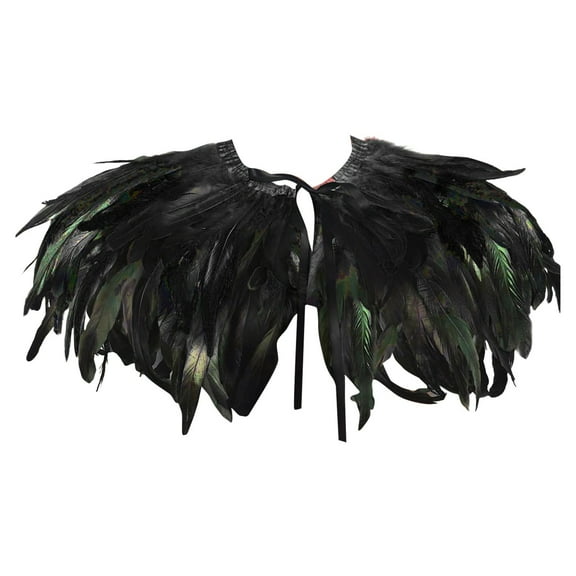Harpily Unisex Casual Poncho Women's Feather Shawl Crow Feather Collar Carnival Shawl Ponchos for Women