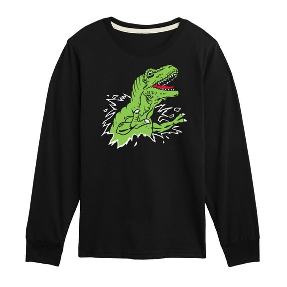 Instant Message - T-Rex Ripping Out Of Shirt - Toddler & Youth Long Sleeve Graphic T-Shirt