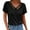 Black, variant on Vetement Femme ete 2025 Women's 2023 Summer New Solid Color Chest Strap Short Sleeve V Neck Top T Shirt With Leaf Sleeve Stripe Shirts for Women T Shirt Women Pack Ladies Tees And Tops Short L