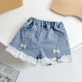 thumbnail image 5 of XBASW Baby Toddler Girl's Summer Jeans Shorts White Lace Denim Shorts Solid Color Elastic Waist Casual Shorts Pants 6M -5T, 5 of 7