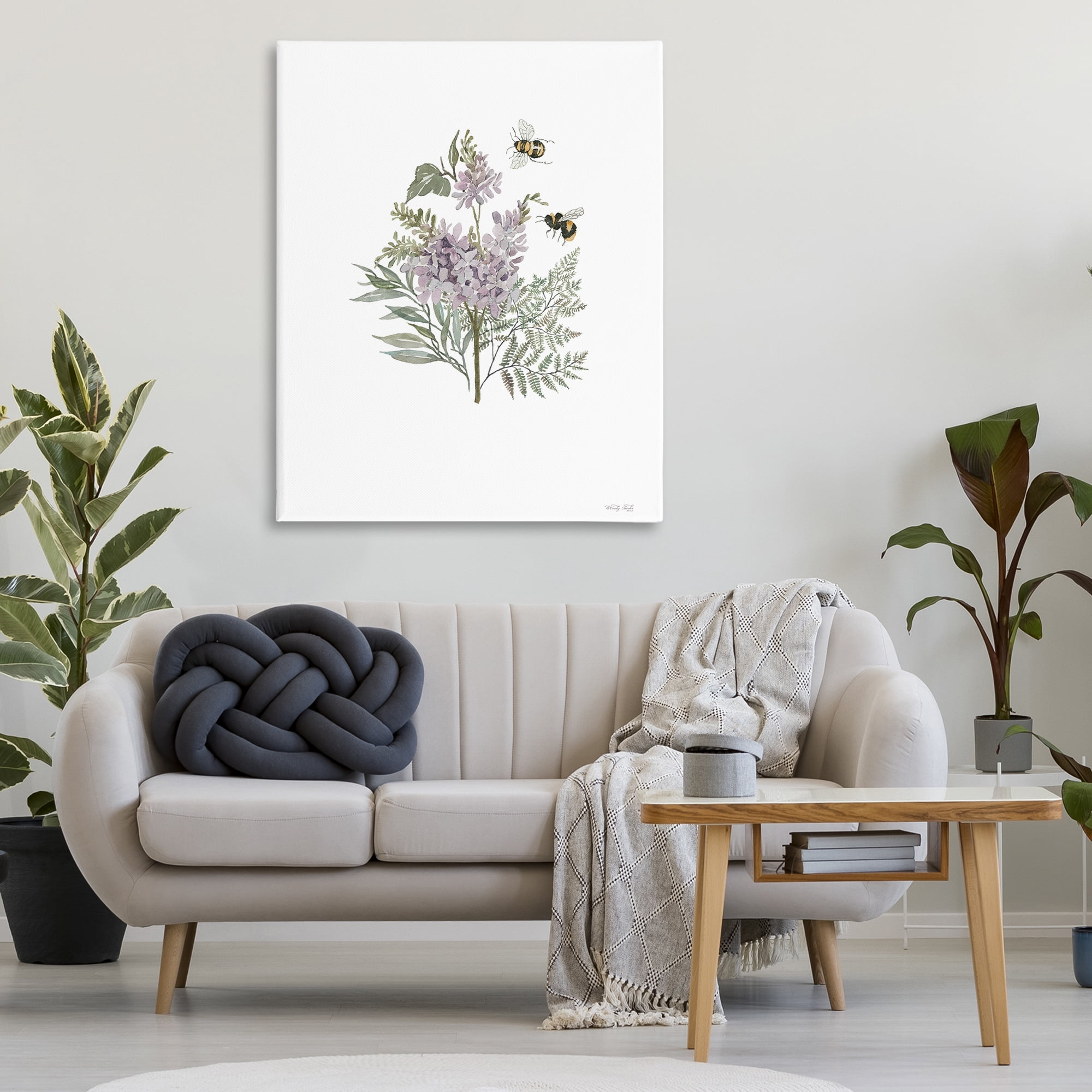 Stupell Industries Lilacs & Bumble Bees Animals & Insects Painting Gallery Wrapped Canvas Art Print Wall Art, 36 x 48