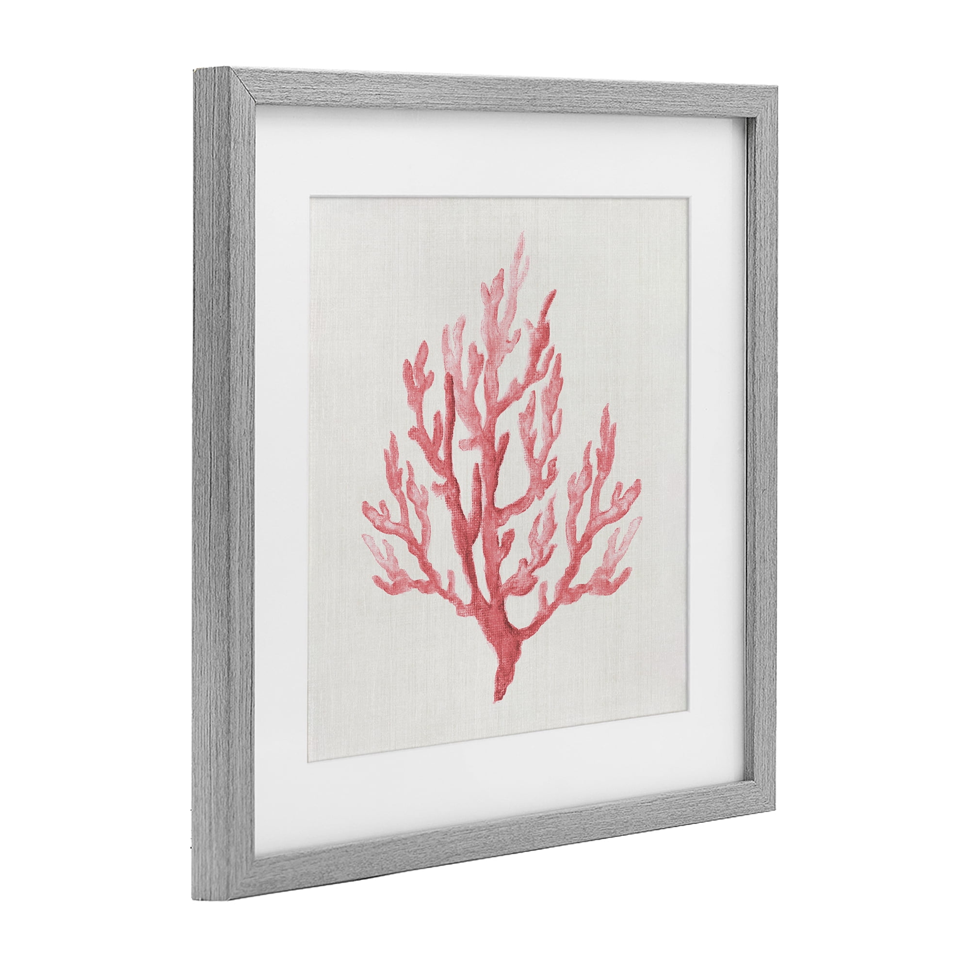 Stupell Industries Muted Pink Coral Branch Gray Framed Print Under Glass, design by Janet Tava