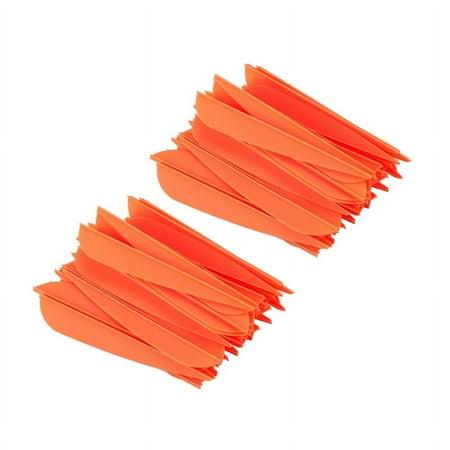 Arrows Vanes 4 Inch Plastic Feather Fletching for DIY Archery Arrows 100 Pack(Orange)