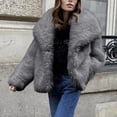 thumbnail image 4 of XPMWRP Women's Faux Fur Cardigan Long Sleeved Coat Lapel Solid Color Casual Jacket Daily Wear Suitable for Parties Attractive Stylish Outerwear Gray XL, 4 of 8