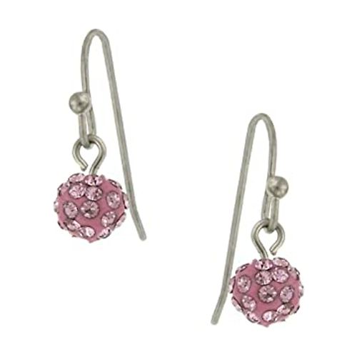 1928 Jewelry Women's Minimalist Fireball Pave Jet Black Crystal Drop Earrings