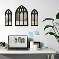 thumbnail image 4 of LNGOOR 3Pcs Window Wall Mirror Set Arched Wall Mirror Decor Self-Adhesive Wall Mirror for Living Room, 4 of 7