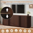 thumbnail image 5 of TV Stand for TVs up to 70",Mid Century TV Console Table with Storage Cabinets & Adjustable Shelves,Media Television Stand Entertainment Center for Living Room,Walnut, 5 of 8