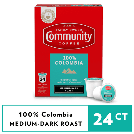 Community Coffee 100% Colombia Medium-Dark Roast Keurig K-Cup Pods 24 Count Box BB 08 APR 2025
