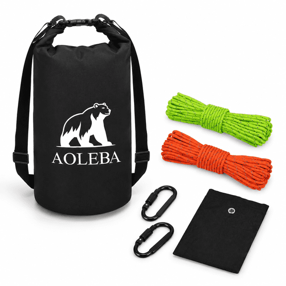 Black 10L Ultralight Bear Proof Camping Food Storage Bag Kit with Reflective Paracord