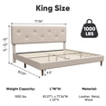 thumbnail image 3 of Frostbloom King Size Linen Upholstered Platform Bed Frame with Adjustable Headboard, Beige, 3 of 8