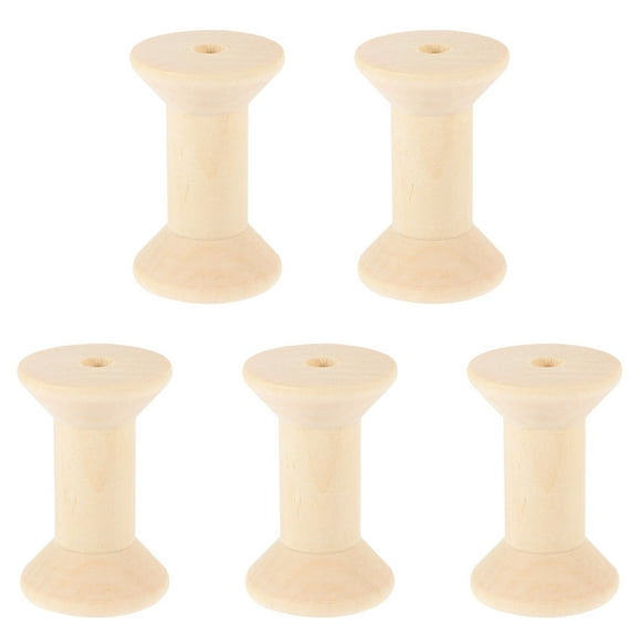 Minkissy 5Pcs Unfinished Wood Spool Natural Style For Model Making And Home Decoration