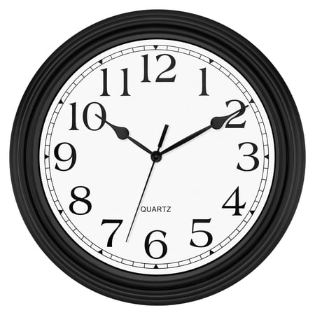 Black Classic Vintage 14 Inch Round Wall Clock, Decorative for Home Office Kitchen Living Room