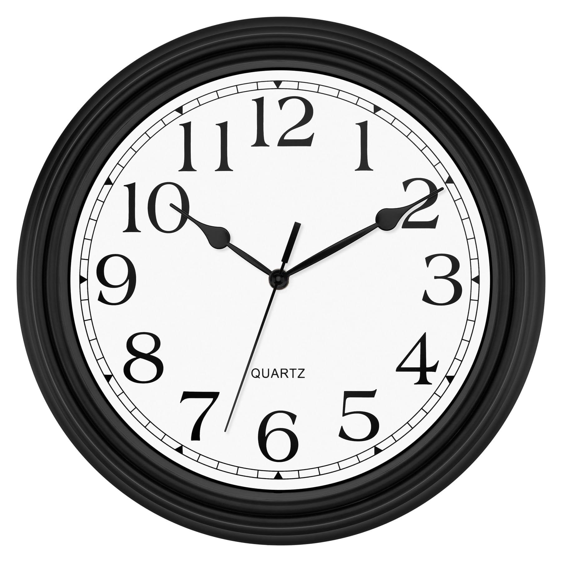 Black Classic Vintage 14 Inch Round Wall Clock, Decorative for Home Office Kitchen Living Room